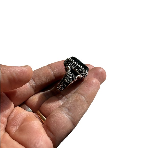 Egypt black onyx handmade 925 sterling silver ring - Picture 4 of 9